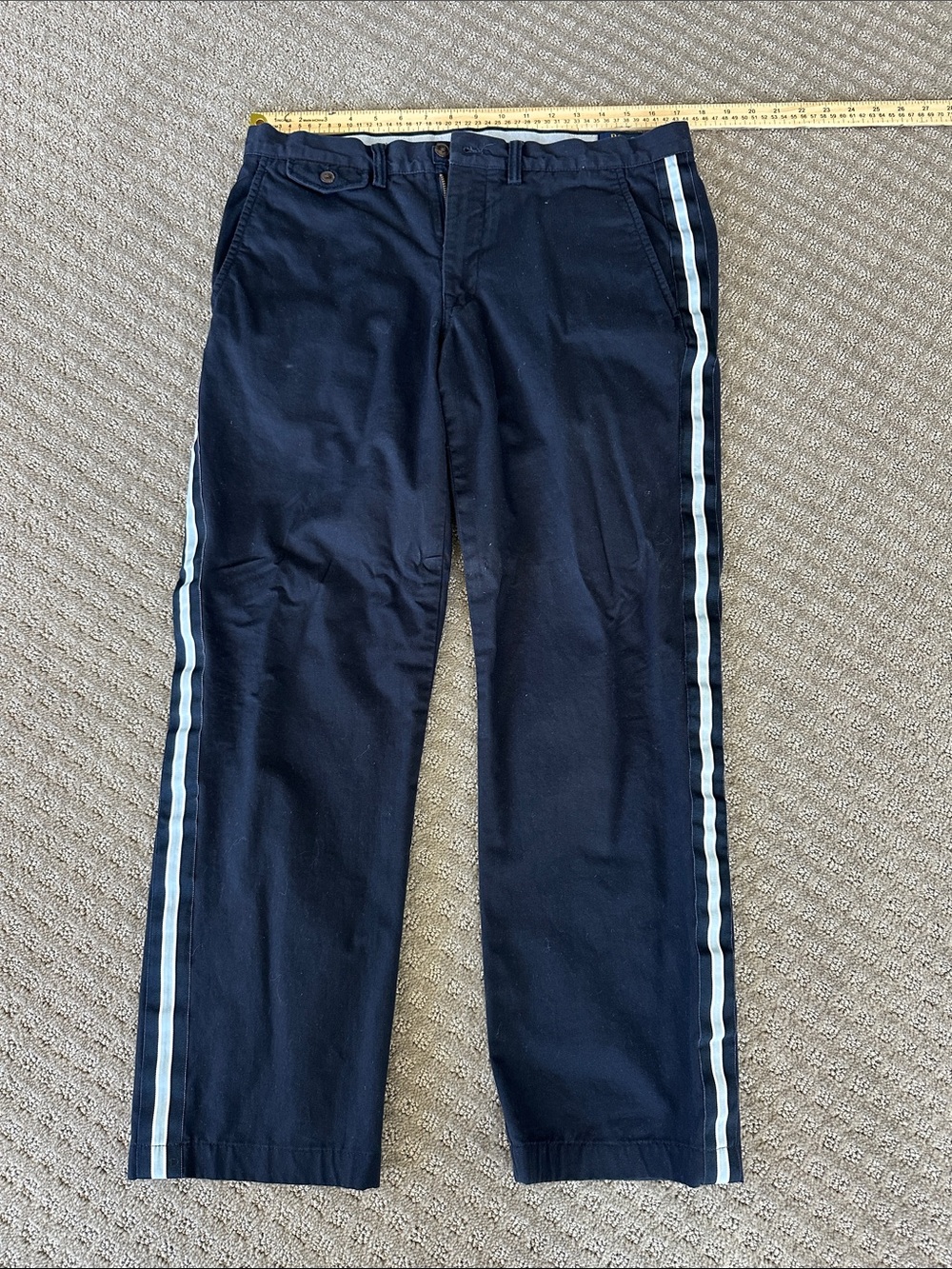 Polo by Ralph Lauren Navy Chinos with Light Blue Side Stripes